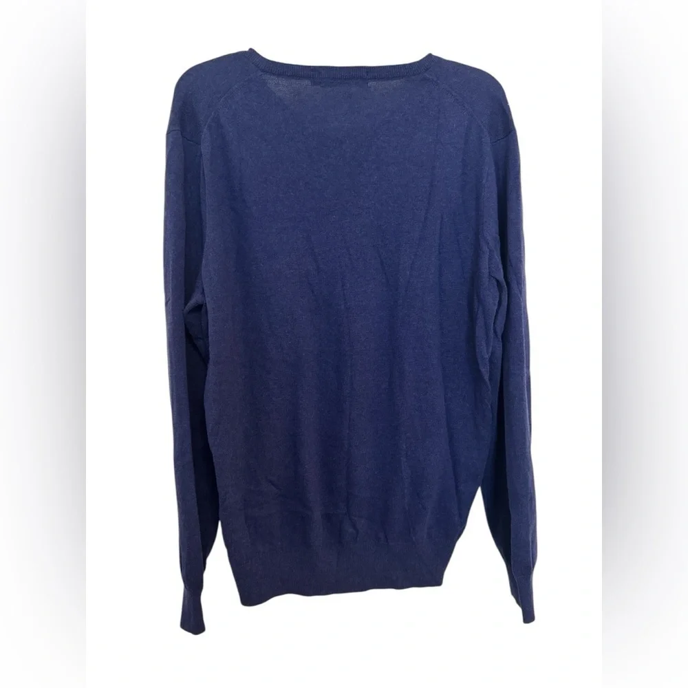 NWT Men’s J Crew Factory Blue V-Neck Sweater Cotton/Cashmere Blend Size Large